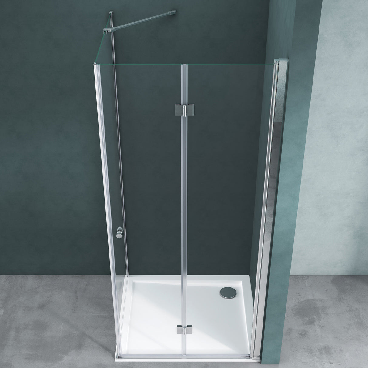 galsvilla Box doccia Angolare Cabina Bagno in Vetro con Meccanismo di Sollevamento e Abbassamento Box Cabina Doccia con Porte Girevoli a 180° Effetto Loto R27