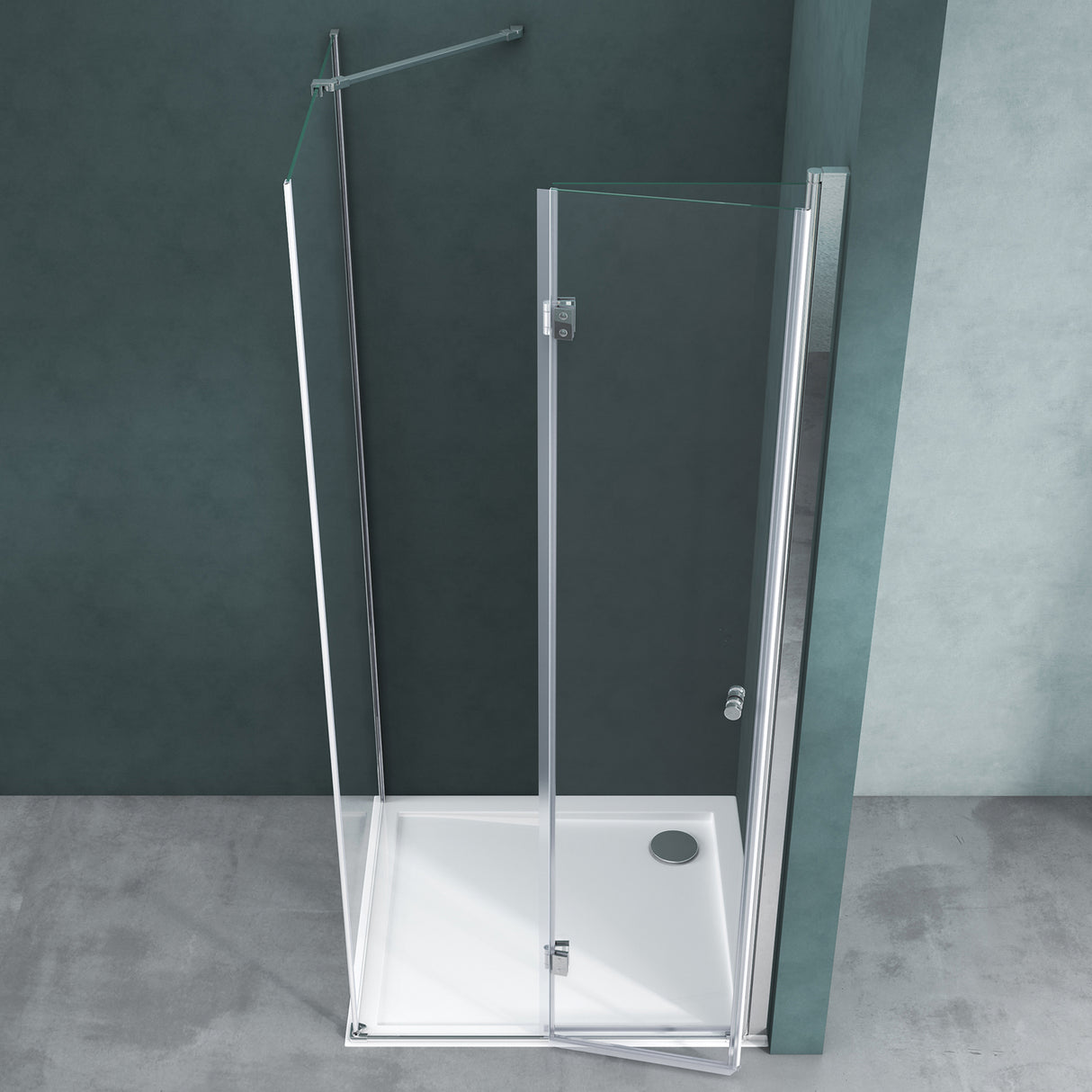 galsvilla Box doccia Angolare Cabina Bagno in Vetro con Meccanismo di Sollevamento e Abbassamento Box Cabina Doccia con Porte Girevoli a 180° Effetto Loto R27