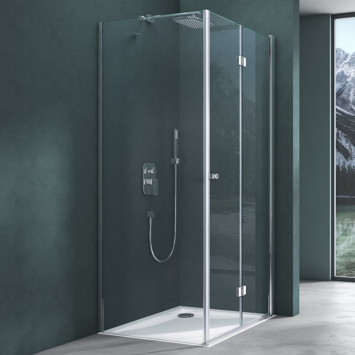 galsvilla Box doccia Angolare Cabina Bagno in Vetro con Meccanismo di Sollevamento e Abbassamento Box Cabina Doccia con Porte Girevoli a 180° Effetto Loto R27