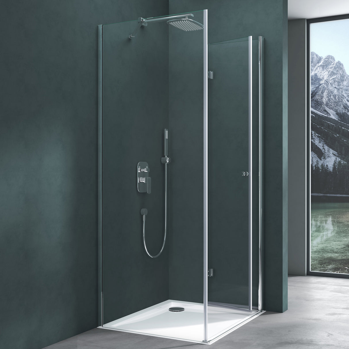 galsvilla Box doccia Angolare Cabina Bagno in Vetro con Meccanismo di Sollevamento e Abbassamento Box Cabina Doccia con Porte Girevoli a 180° Effetto Loto R27