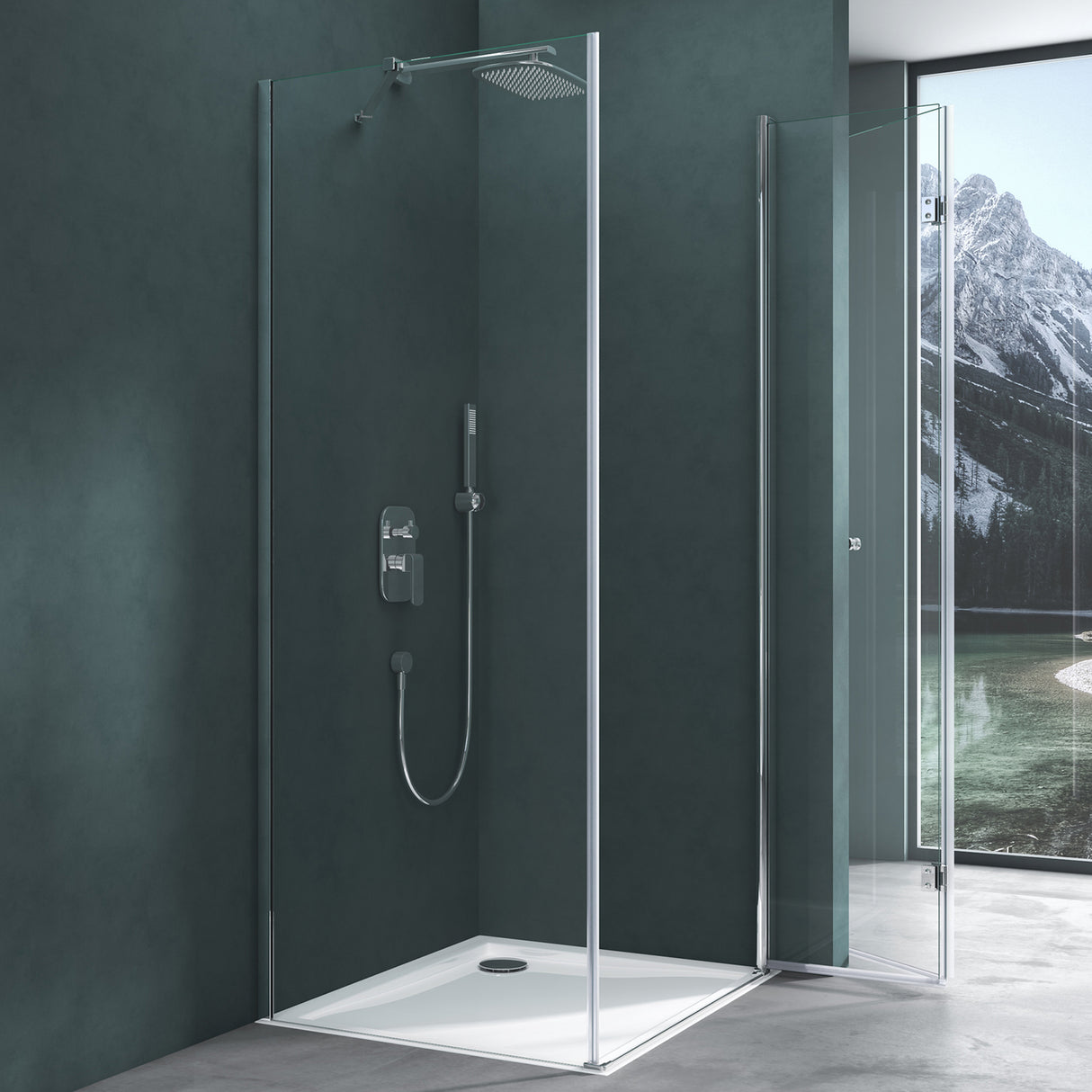 galsvilla Box doccia Angolare Cabina Bagno in Vetro con Meccanismo di Sollevamento e Abbassamento Box Cabina Doccia con Porte Girevoli a 180° Effetto Loto R27