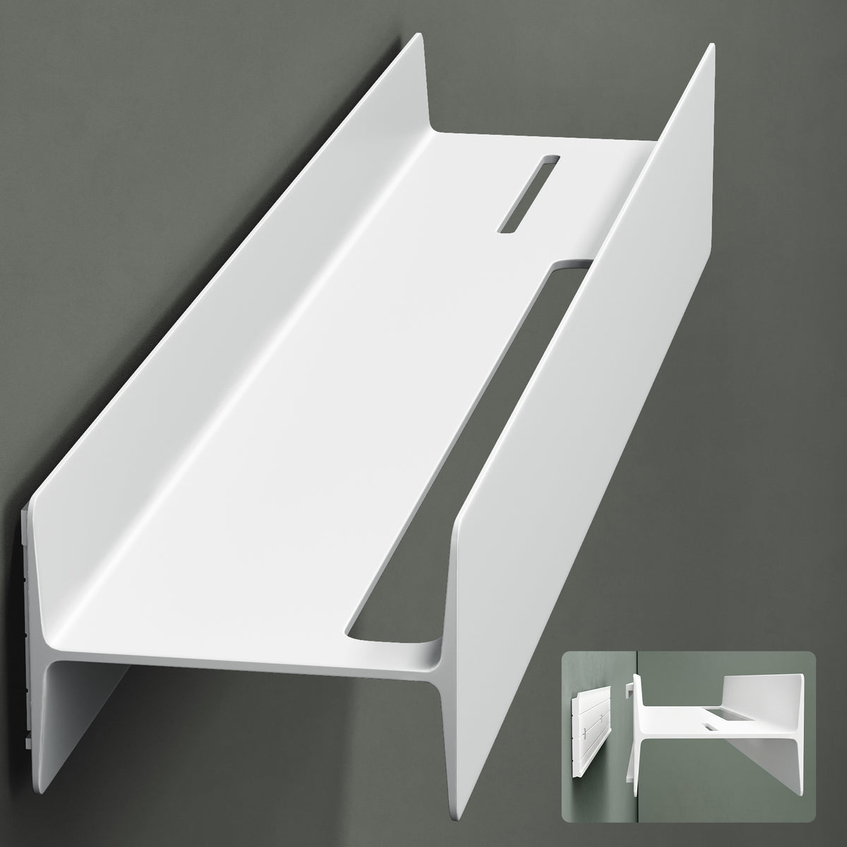 Estante de Ducha Glasvilla Reglo-03 Repisa de Pared 40 cm para Baño (Atornillable o Adhesiva)