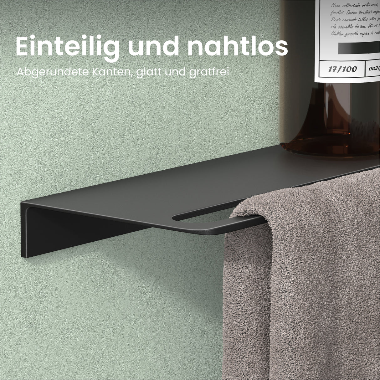 glasvilla Mensola da Parete Multifunzionale, Mensola per Doccia in Alluminio con Portasciugamani Mensola da Appendere per Bagno e Cucina, Reglo-06