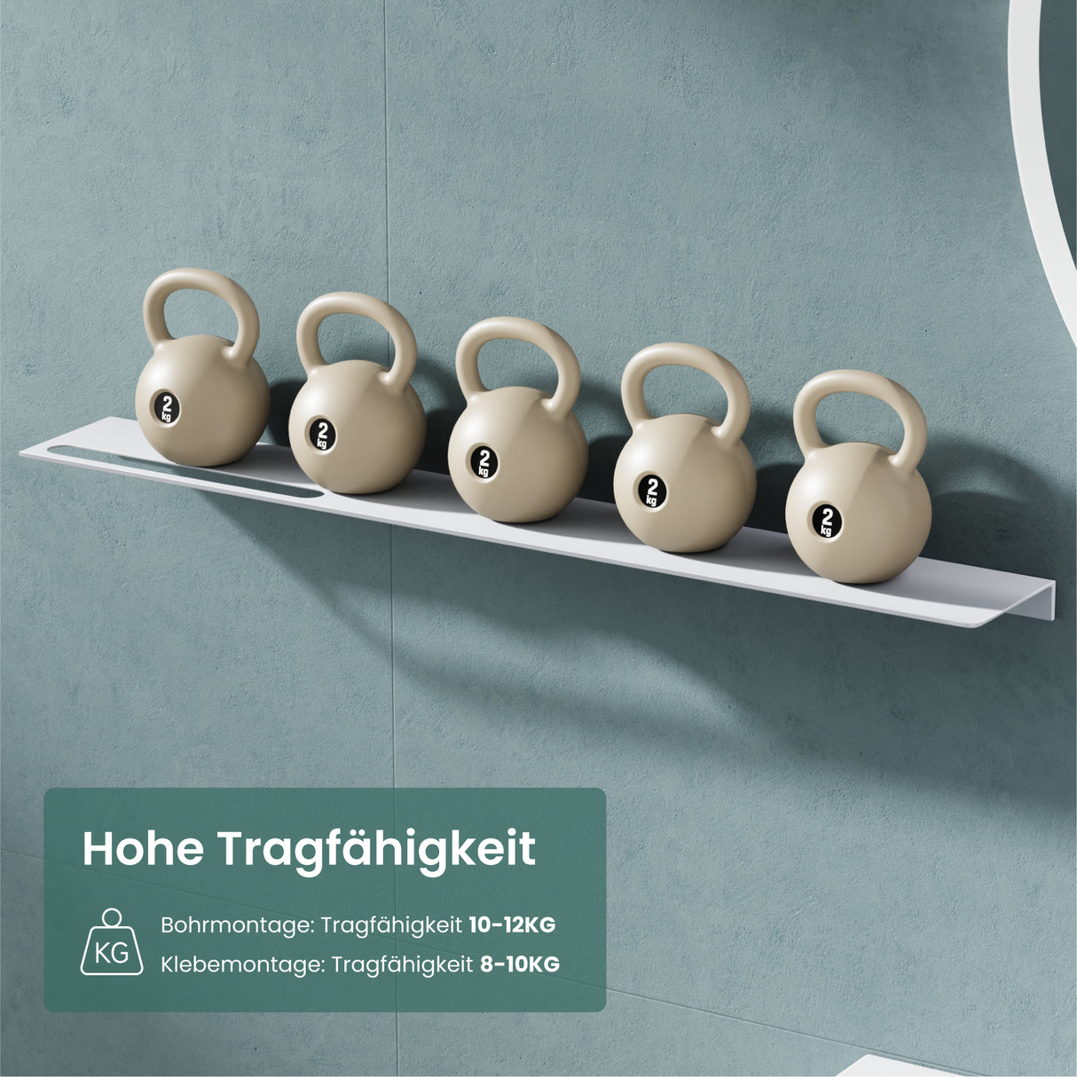 glasvilla Duschablage zum Bohren oder Kleben Duschregal Badablage aus Aluminium Badezimmerablage zur Wandmontage Badezimmer Organizer Reglo-06