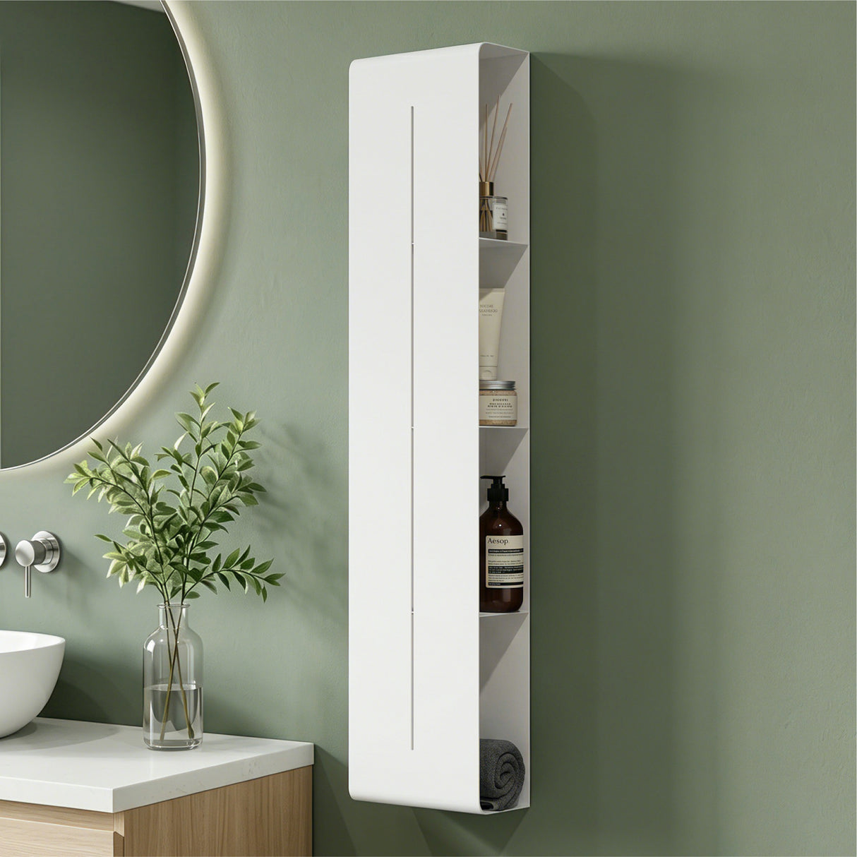 Glasvilla Duschregal mit 4 Ablagen, Duschablage schmal, Wandregal Shampoo Halterung für Dusche, Badezimmer Organizer Reglo-16