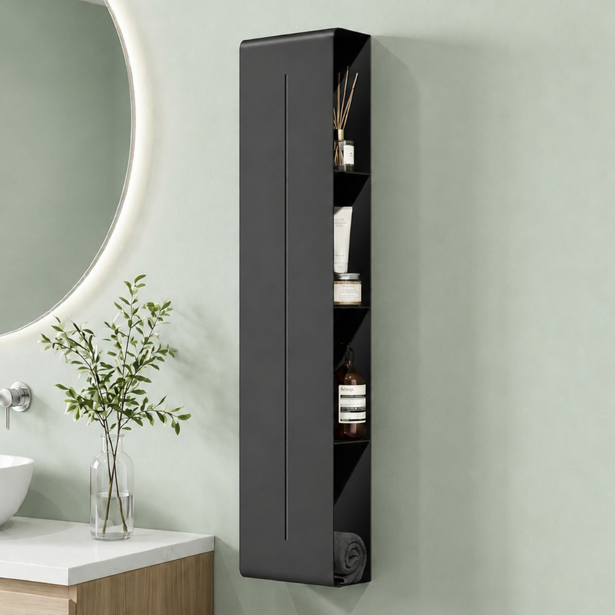 Glasvilla Duschregal mit 4 Ablagen, Duschablage schmal, Wandregal Shampoo Halterung für Dusche, Badezimmer Organizer Reglo-16