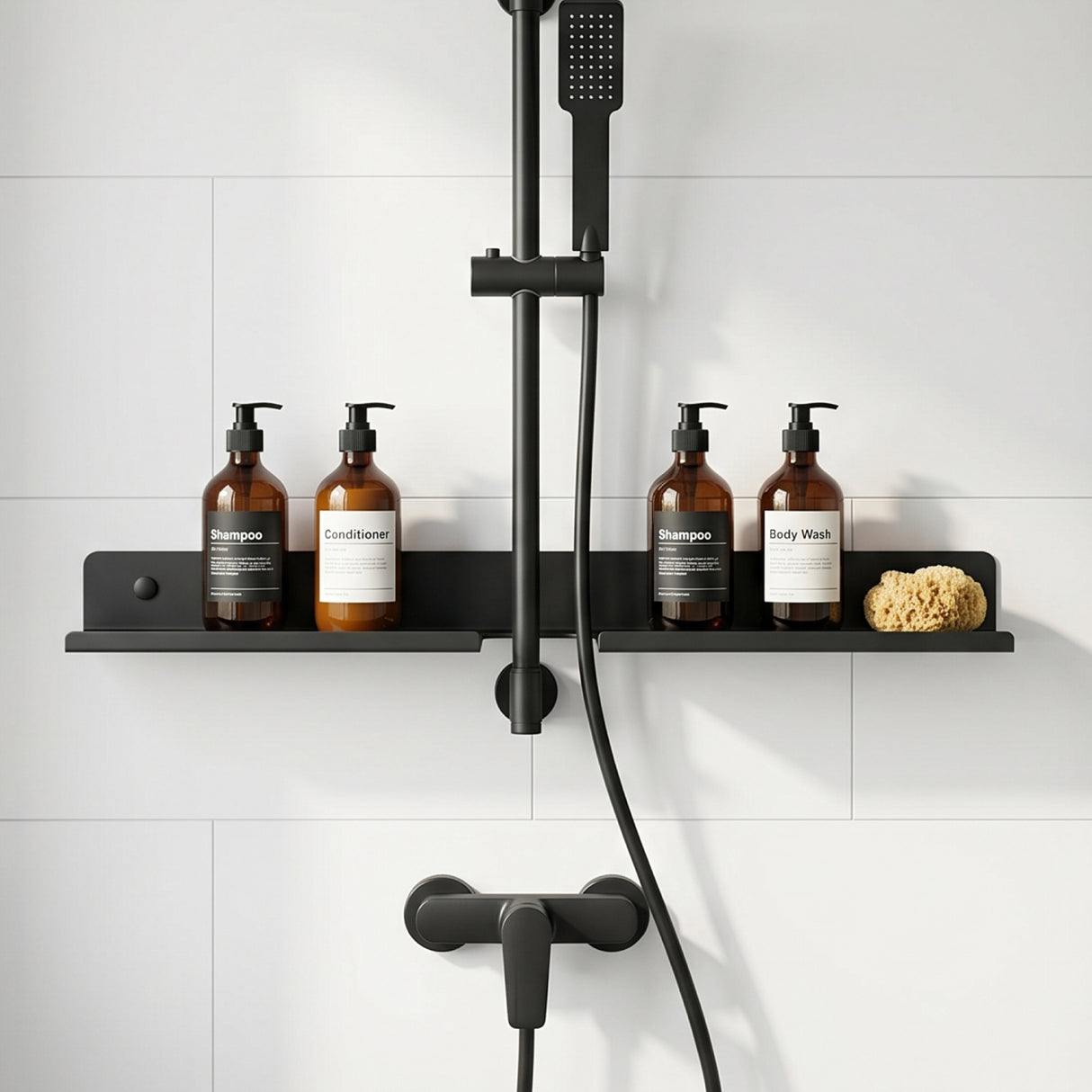 Glasvilla Duschregal zum Bohren oder Kleben, Waschbeckenregal über Wasserhahn, Wandregal für Küche und Bad, Badezimmer Organizer Reglo-17