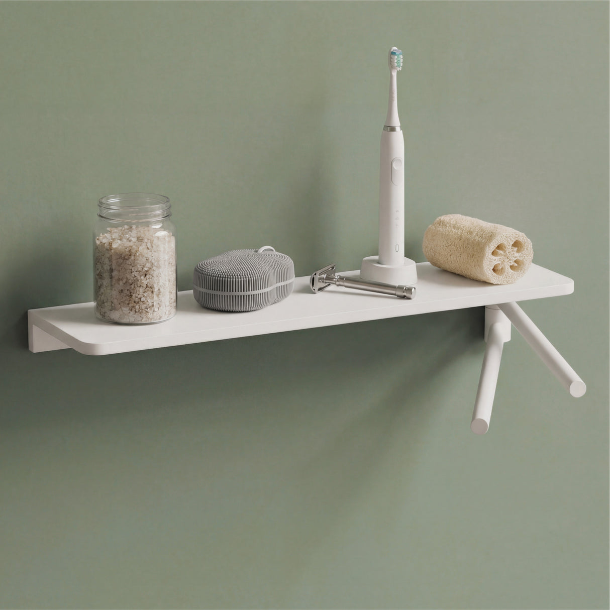 glasvilla Duschablage zum Bohren, Duschregal mit 2 Handtuchstangen aus Aluminiumlegierung, Badezimmerablage zur Wandmontage, Badezimmer Organizer Reglo-19