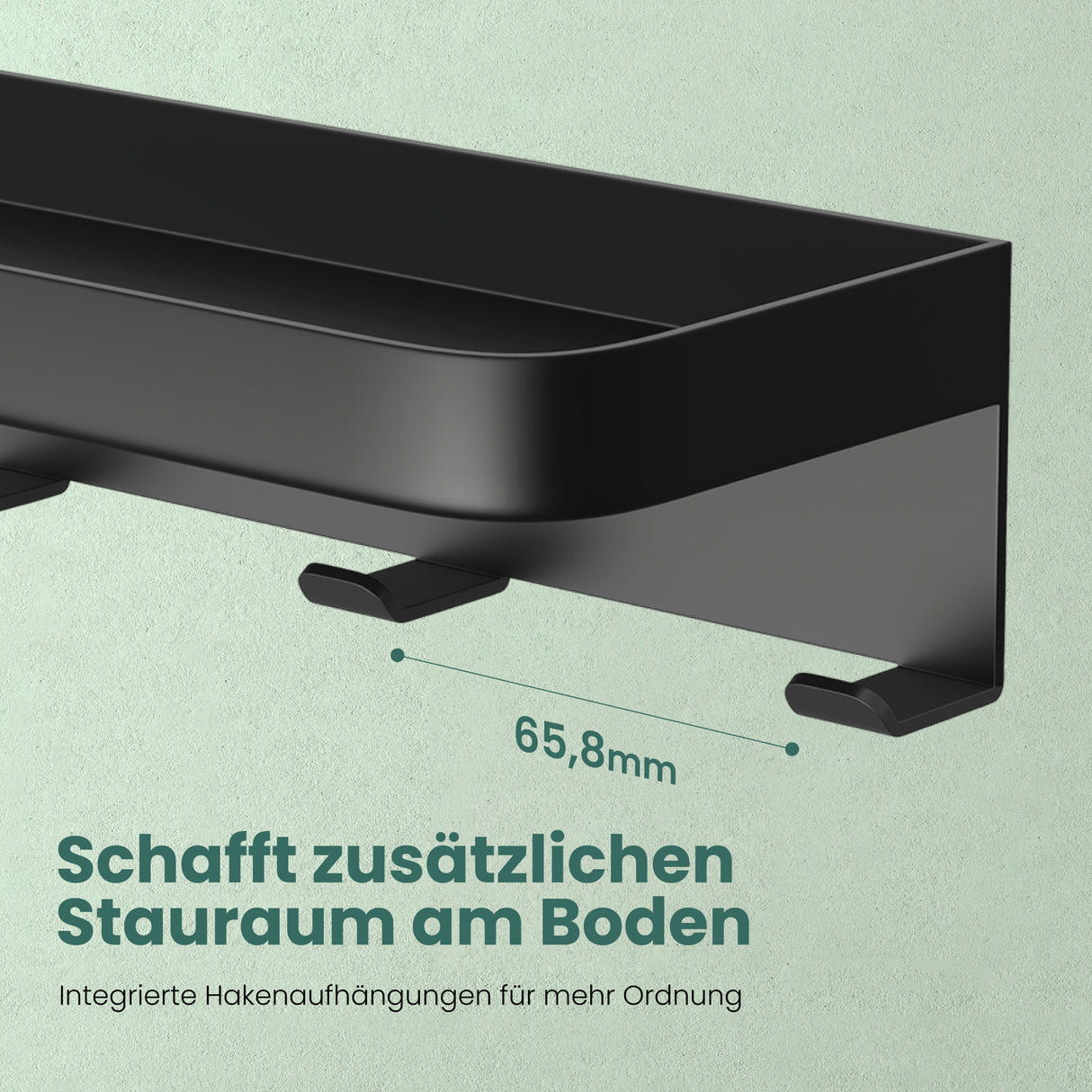 glasvilla Wandgarderobe mit Ablage, Garderobenleiste 50cm, Reglo-20 | Inkl.7 Garderobenhaken; als Wandhaken oder Kleiderhaken, Klebe- oder Bohrmontage, für Bad, Küche, Flur