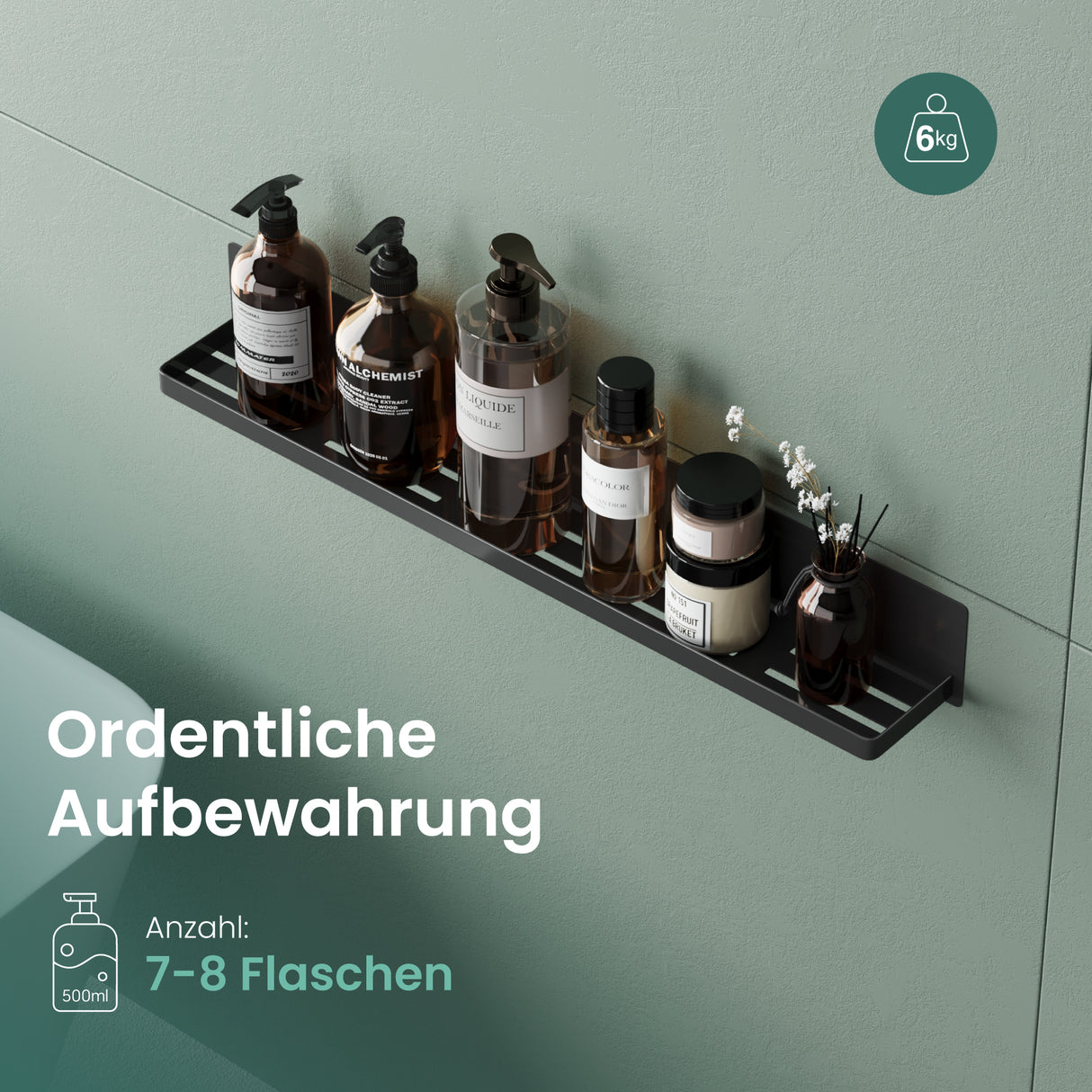 Estante de Ducha Glasvilla Reglo-01 Duschablage Magnética sin Taladro (60 cm)