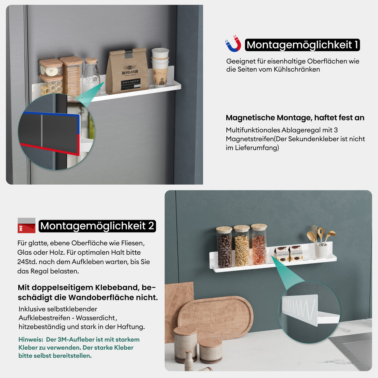 Estante de Ducha Glasvilla Reglo-01 Duschablage Magnética sin Taladro (60 cm)