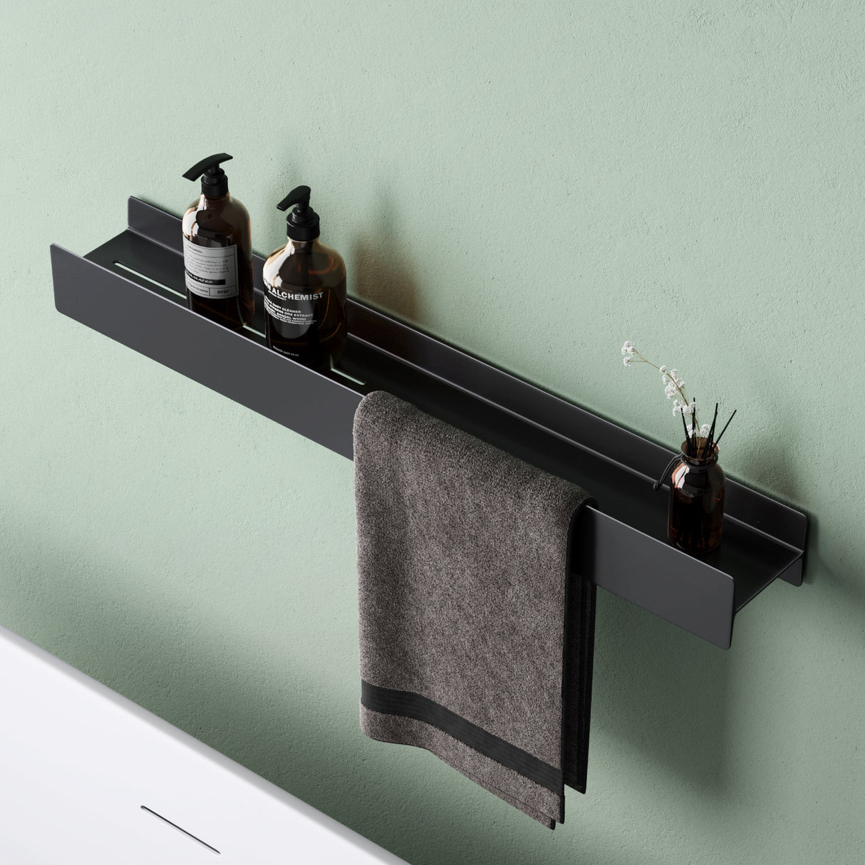Estante de Ducha Glasvilla Reglo-03 Repisa de Pared 40 cm para Baño (Atornillable o Adhesiva)