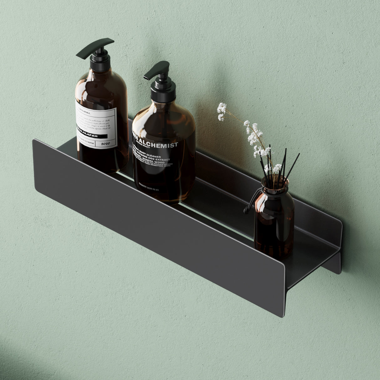 Estante de Ducha Glasvilla Reglo-03 Repisa de Pared 40 cm para Baño (Atornillable o Adhesiva)