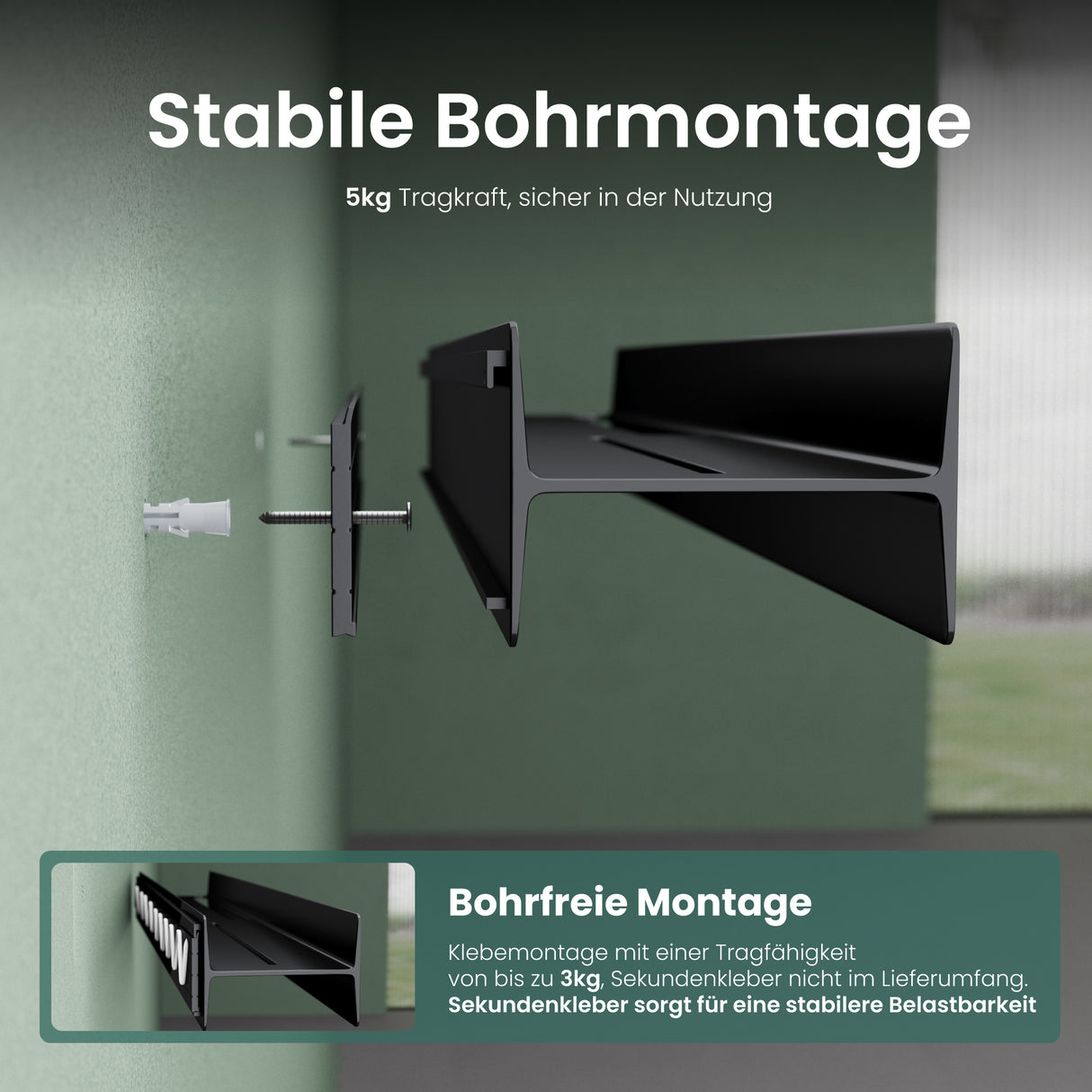 Estante de Ducha Glasvilla Reglo-03 Repisa de Pared 40 cm para Baño (Atornillable o Adhesiva)