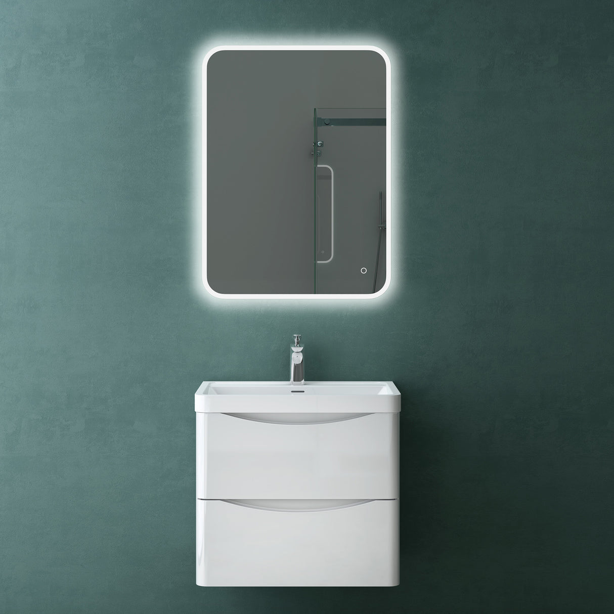 glasvilla Badmöbel set Waschtisch mit Unterschrank Waschbeckenunterschrank mit Softclose Schubladen inkl. Waschbecken 60cm Smile