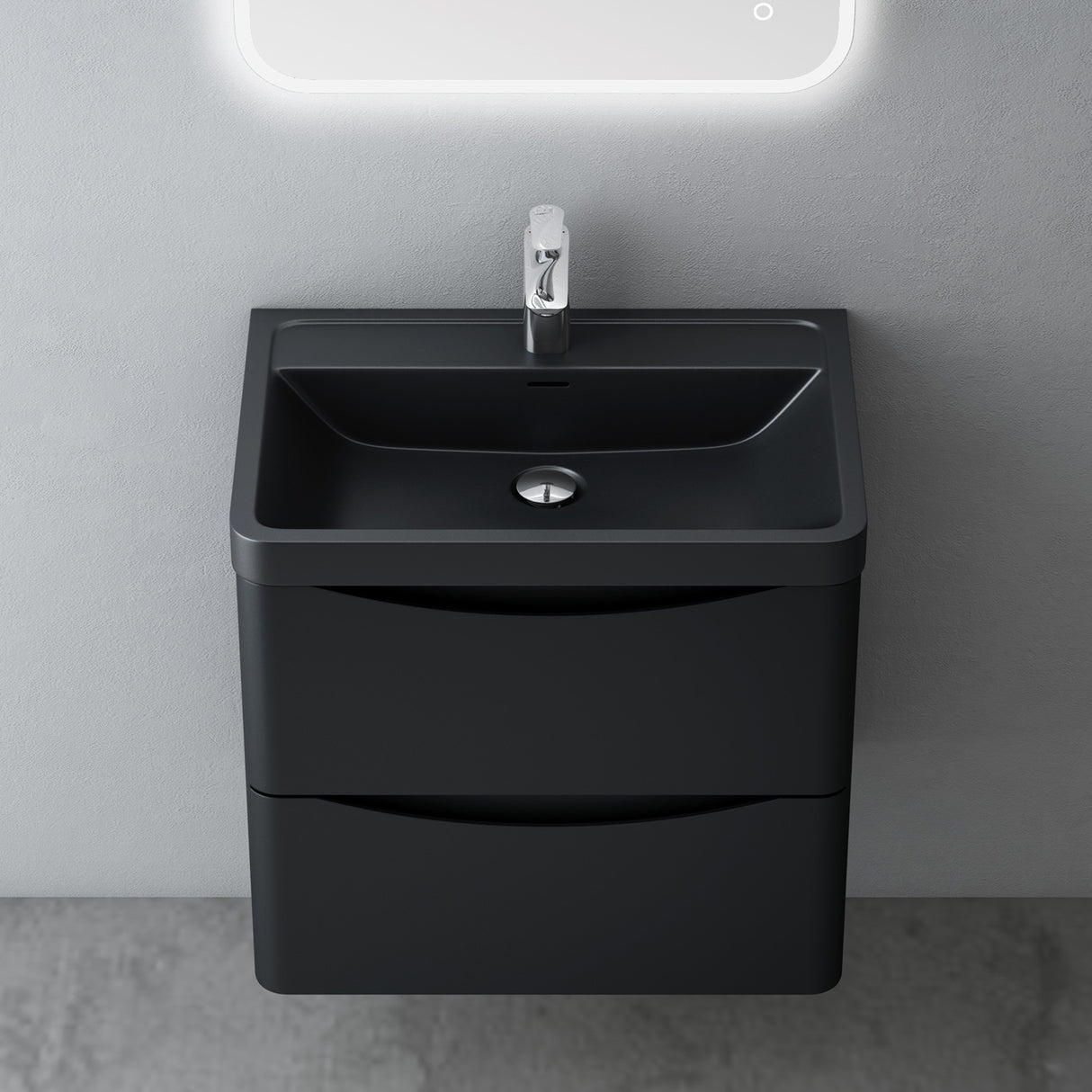 glasvilla Badmöbel set Waschtisch mit Unterschrank Waschbeckenunterschrank mit Softclose Schubladen inkl. Waschbecken 60cm Smile