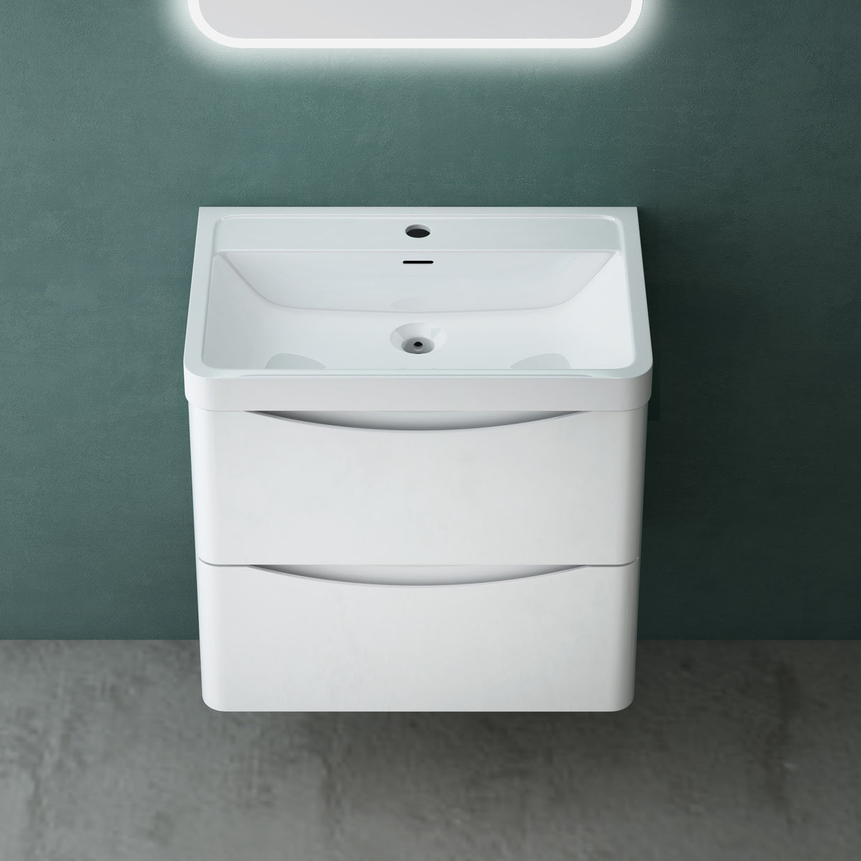 glasvilla Badmöbel set Waschtisch mit Unterschrank Waschbeckenunterschrank mit Softclose Schubladen inkl. Waschbecken 60cm Smile