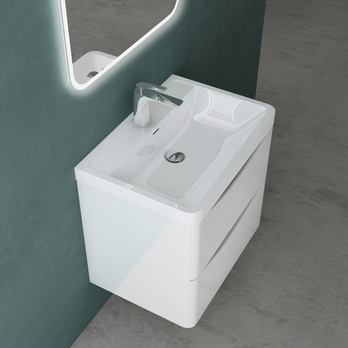 glasvilla Badmöbel set Waschtisch mit Unterschrank Waschbeckenunterschrank mit Softclose Schubladen inkl. Waschbecken 60cm Smile