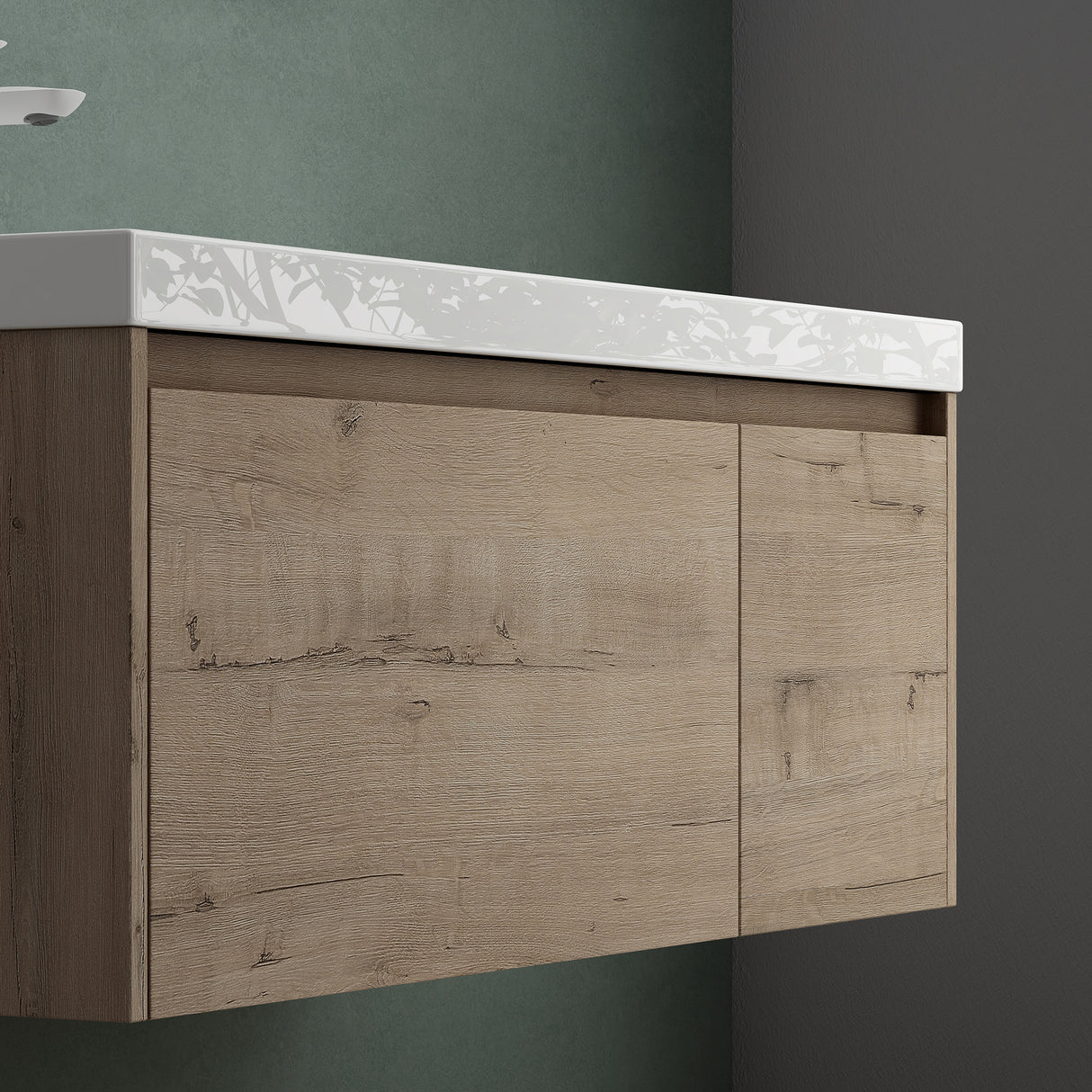 conjunto de muebles de baño glasvilla mueble bajo lavabo con lavabo de mineral Salerno