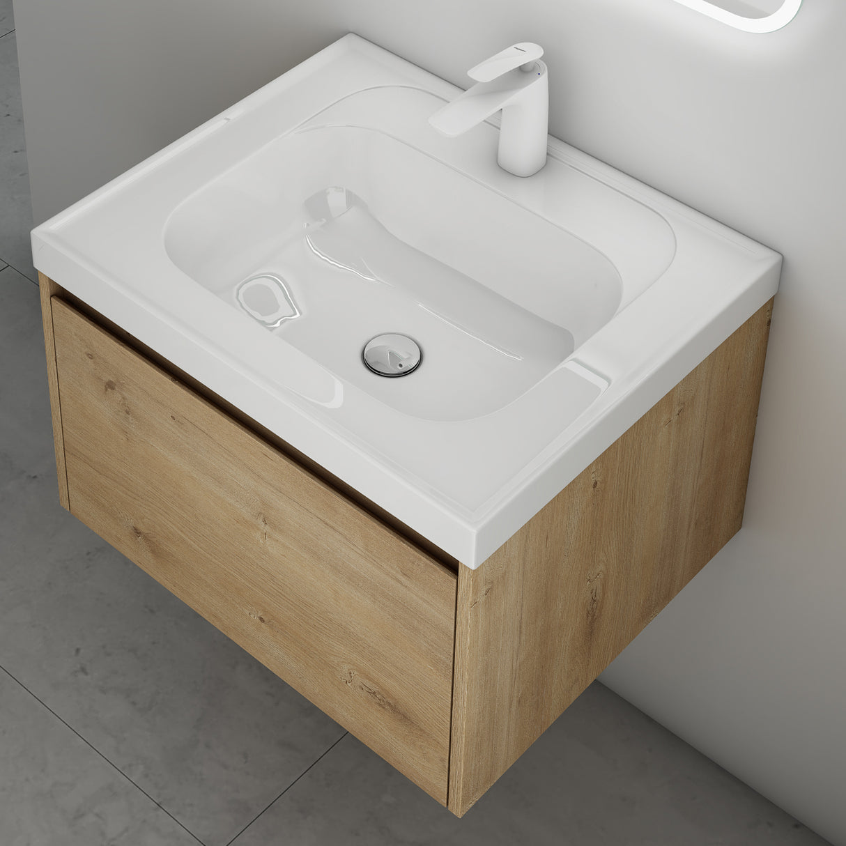conjunto de muebles de baño glasvilla mueble bajo lavabo con lavabo de mineral Salerno