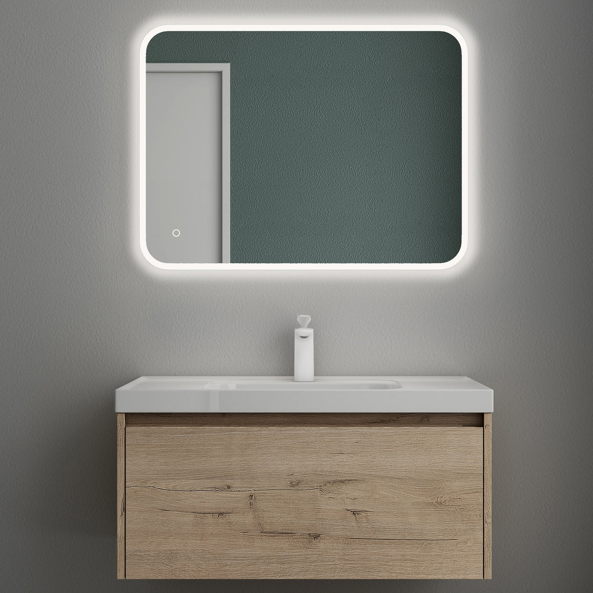 conjunto de muebles de baño glasvilla mueble bajo lavabo con lavabo de mineral Salerno