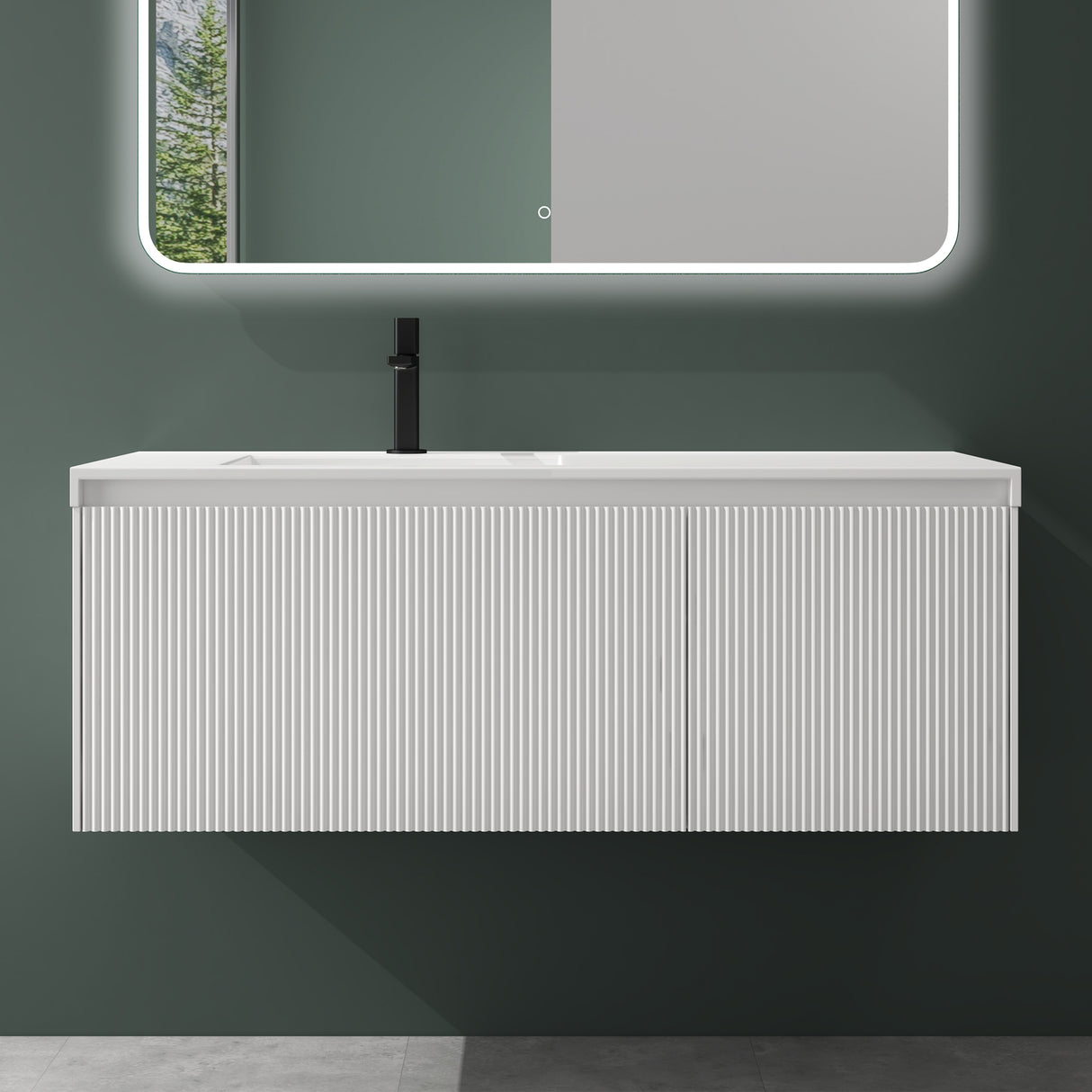 Set de muebles de baño glasvilla Design con lavabo y mueble bajo lavabo de 120 cm con cajones Softclose, incluye lavabo de mineralguss Santa