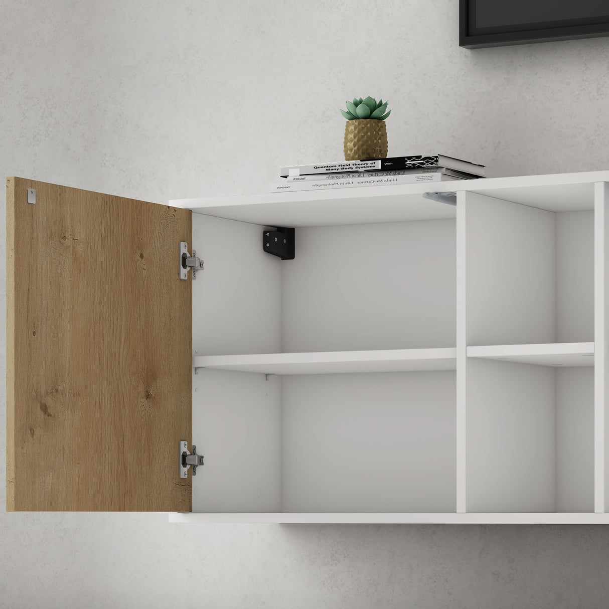 glasvilla Mobile Contenitore Mobile TV con 3 Ante e 2 scomparti Armadietto Basso Soft-close per Soggiorno, Sala da Pranzo, Camera da Letto Schrank02