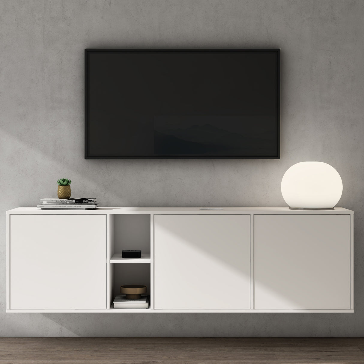 glasvilla Mobile Contenitore Mobile TV con 3 Ante e 2 scomparti Armadietto Basso Soft-close per Soggiorno, Sala da Pranzo, Camera da Letto Schrank02
