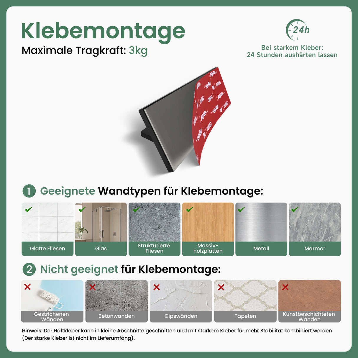 glasvilla Appendiabiti da Parete, Attaccapanni da Muro in Acciaio Inossidabile Appendiabiti per Camera da Letto, Ingresso, Cucina, Stalo-02+03