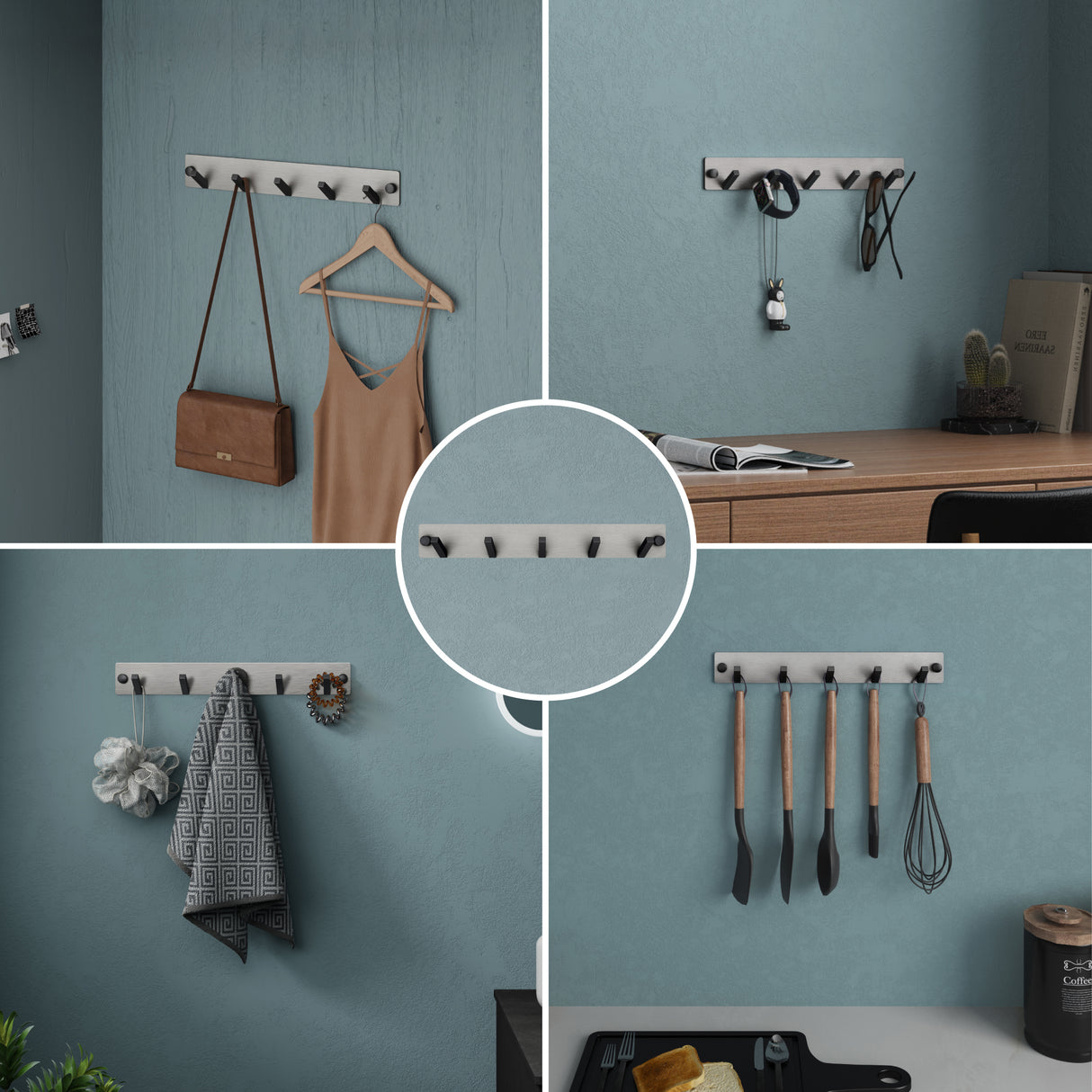 glasvilla perchero de pared ganchos de pared de aluminio perchero con ganchos plegables barra de perchero ganchos de perchero ganchos para ropa Stalo-04+05