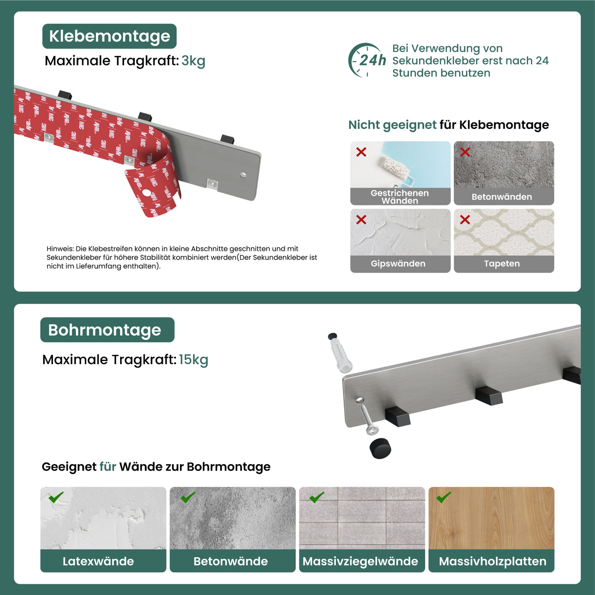 glasvilla perchero de pared ganchos de pared de aluminio perchero con ganchos plegables barra de perchero ganchos de perchero ganchos para ropa Stalo-04+05