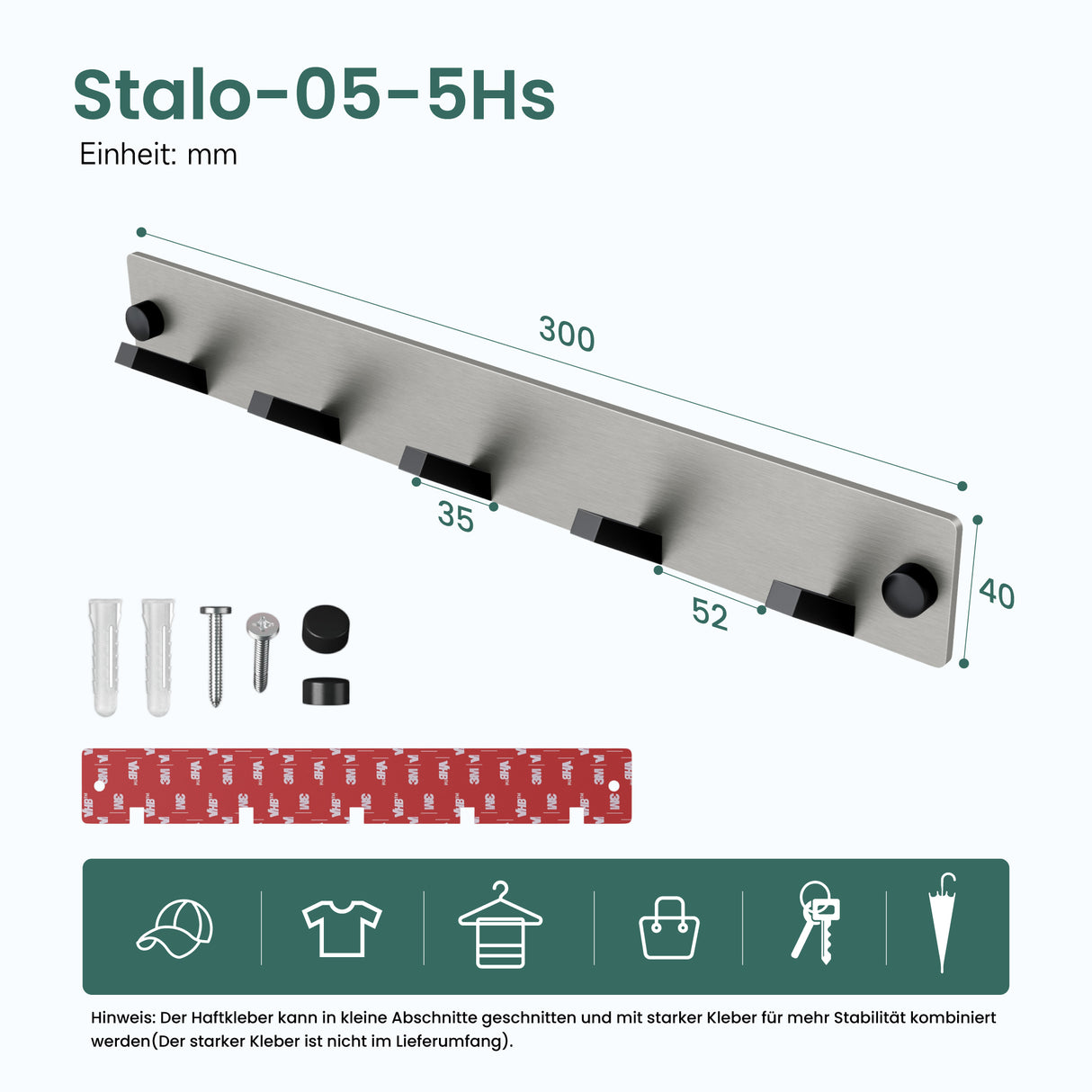 glasvilla perchero de pared ganchos de pared de aluminio perchero con ganchos plegables barra de perchero ganchos de perchero ganchos para ropa Stalo-04+05