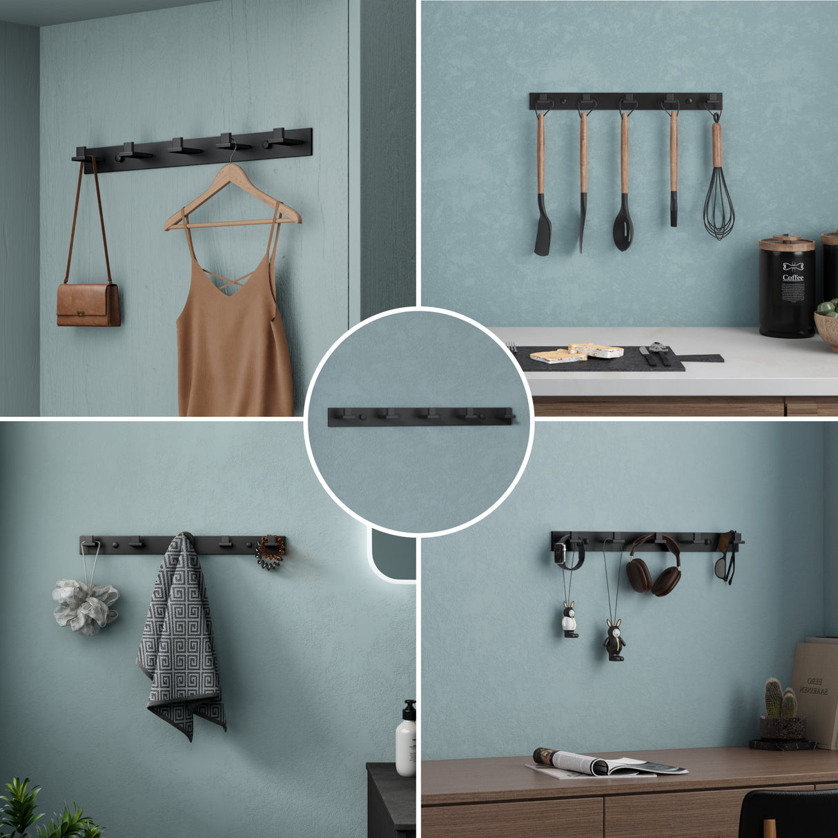 glasvilla ganchos de ropa perchero de pared ganchos de pared de acero inoxidable barra de percha ganchos de perchero Stalo-06+Stalo-07