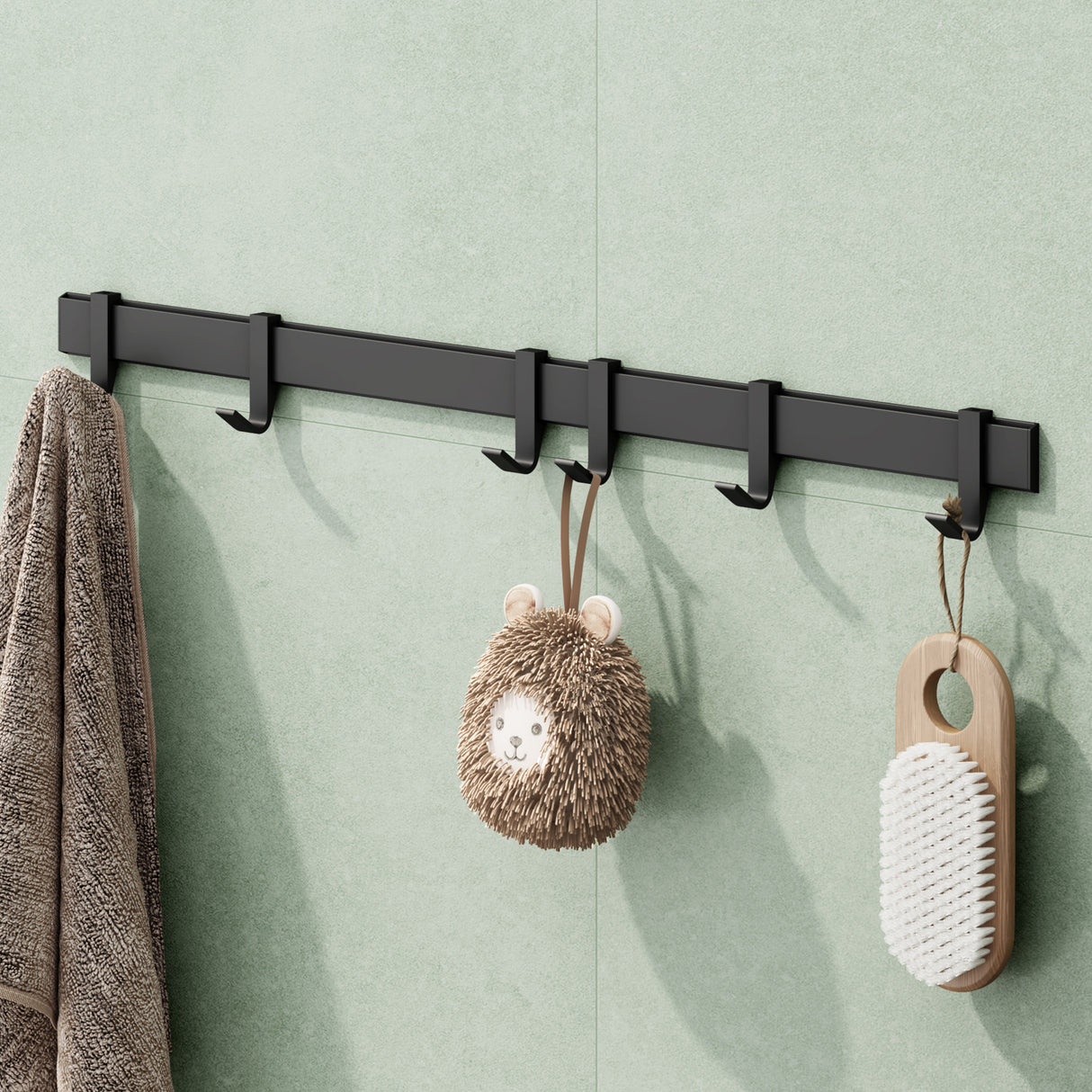 glasvilla Kleiderhaken zum Bohren oder Kleben, Garderobenleiste aus Aluminium, Garderobenhaken Wandhaken Stalo-12