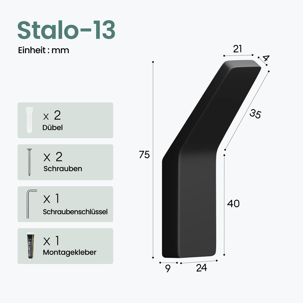 glasvilla Kleiderhaken Garderobenhaken 4 Stück, Wandhaken zum Bohren oder Kleben für Schlafzimmer, Badezimmer, Kleiderschrank, Wohnzimmer Stalo-13