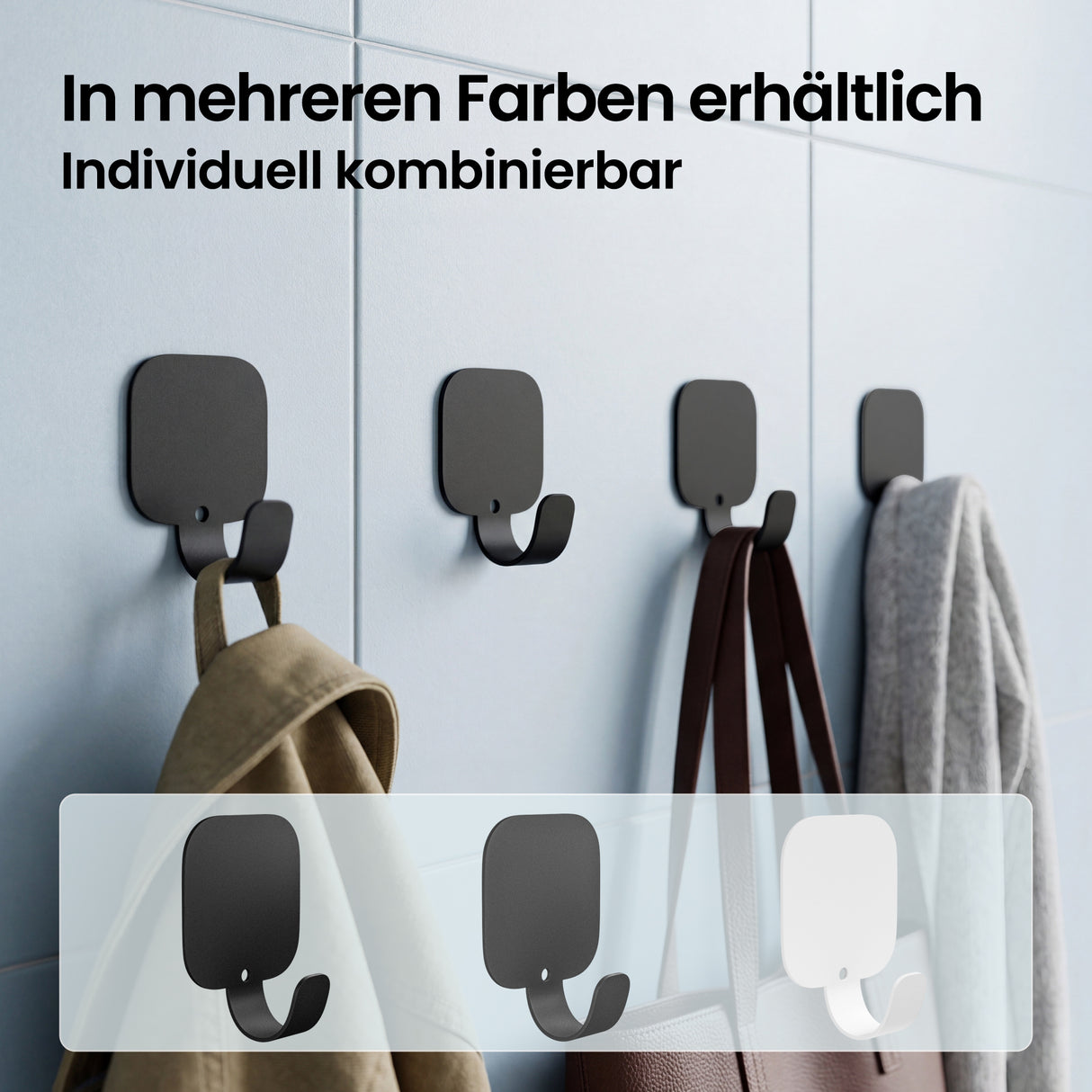 glasvilla Kleiderhaken 4 Stück, Garderobenhaken ohne bohren aus Aluminiumlegierung, Wandhaken Stalo-15
