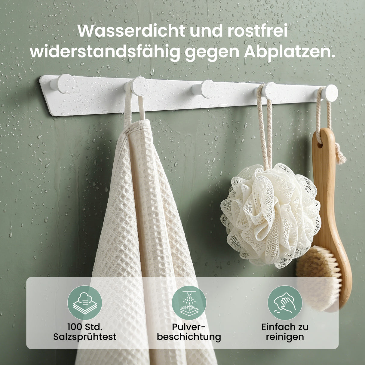 glasvilla Garderobenhaken zum Bohren oder Kleben, Kleiderhaken aus Aluminiumlegierung, Garderobenleiste mit 5 Haken, Hakenleiste Stalo-18