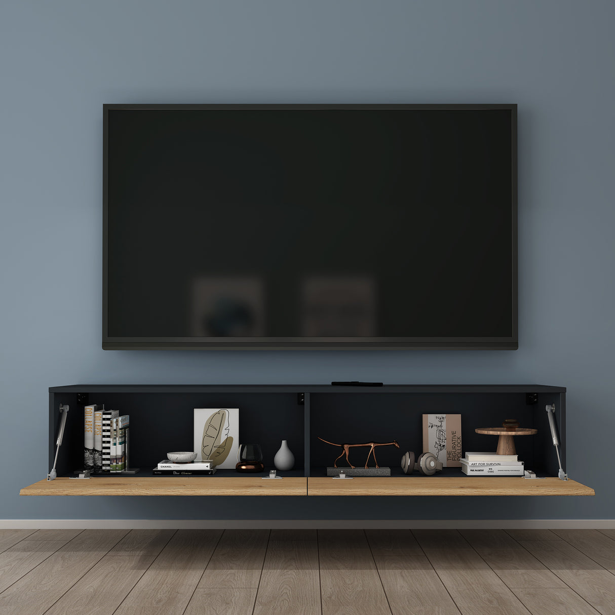 glasvilla mesa de televisión mueble de televisión armario con asa oculta y cierre suave mueble bajo armario colgante para sala de estar mueble de televisión02