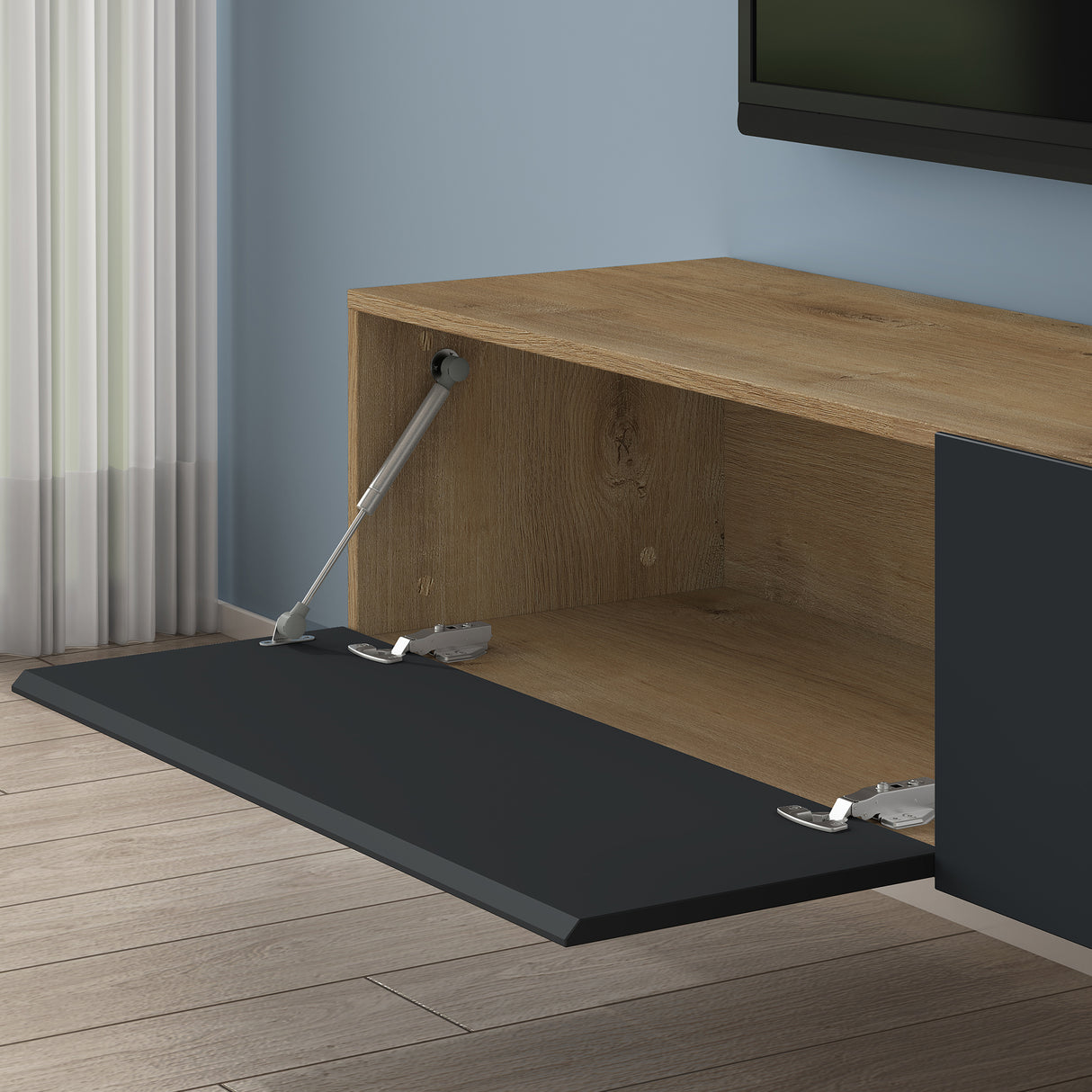 glasvilla mesa de televisión mueble de televisión armario con asa oculta y cierre suave mueble bajo armario colgante para sala de estar mueble de televisión02