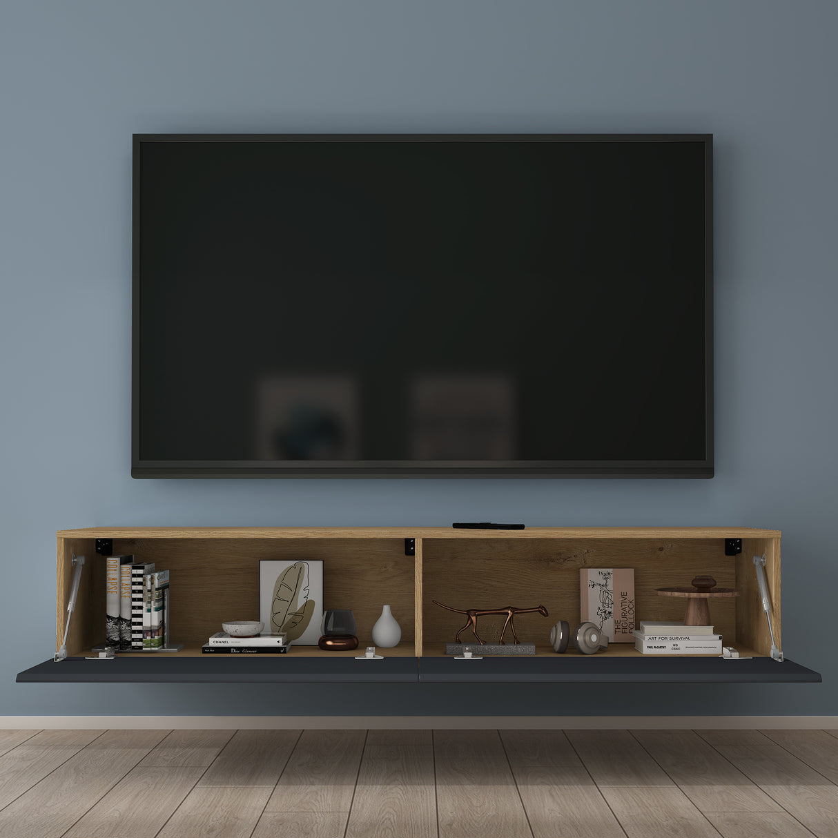glasvilla mesa de televisión mueble de televisión armario con asa oculta y cierre suave mueble bajo armario colgante para sala de estar mueble de televisión02