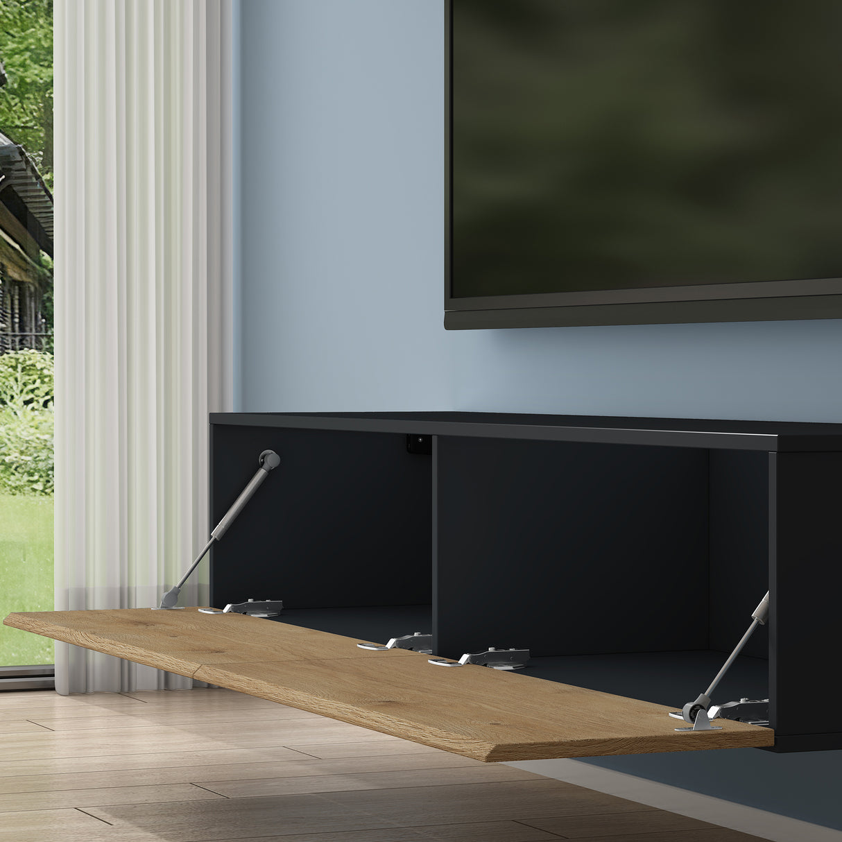 glasvilla mesa de televisión mueble de televisión armario con asa oculta y cierre suave mueble bajo armario colgante para sala de estar mueble de televisión02