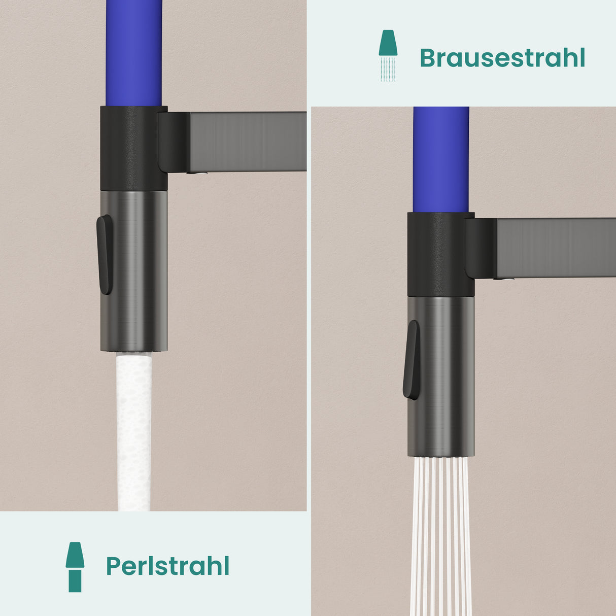glasvilla Küchenarmatur Spültischarmatur aus Edelstahl, Küchenwasserhahn mit Einhebelmischer und magnetischer Geschirrbrause, 360° Schwenkbar Turnix-01