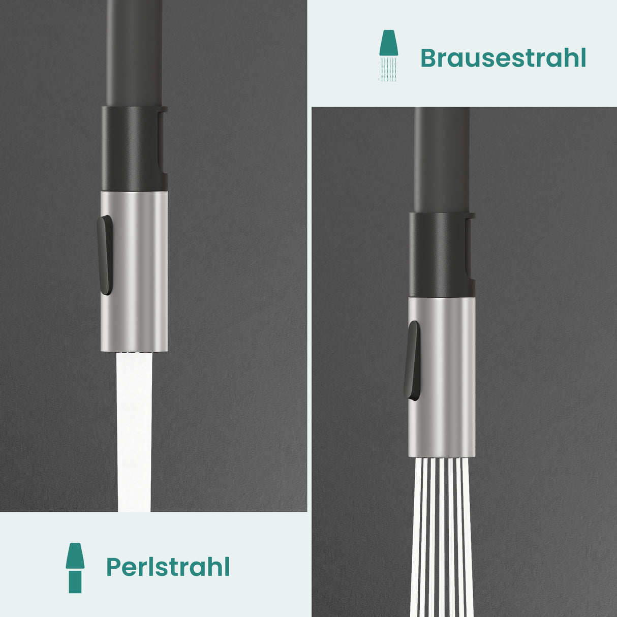 glasvilla Küchenarmatur Spültischarmatur aus Edelstahl, Küchenwasserhahn mit Einhebelmischer und magnetischer Geschirrbrause, 360° Schwenkbar Turnix-01