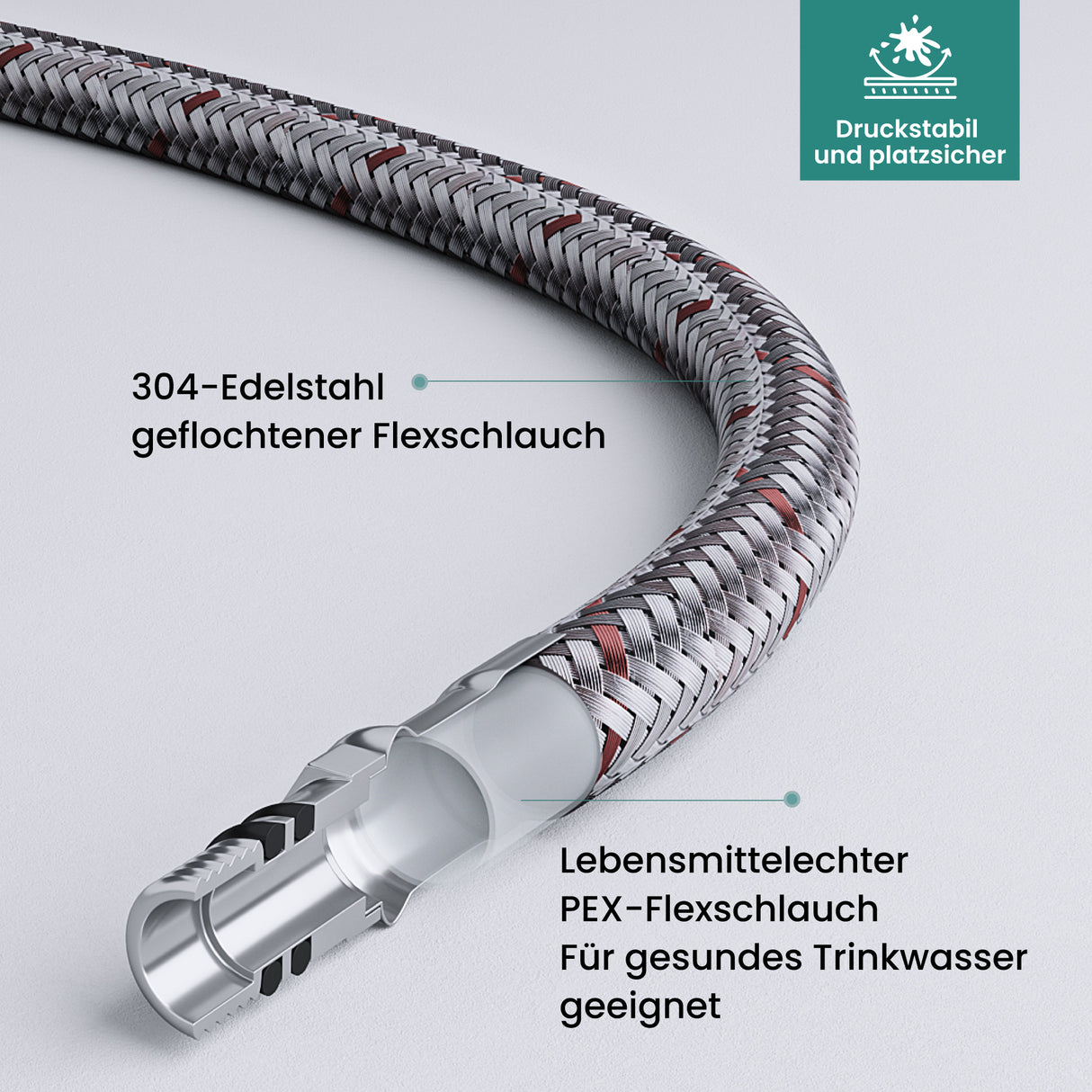 glasvilla Küchenarmatur Spültischarmatur aus Edelstahl, Küchenwasserhahn mit Einhebelmischer und magnetischer Geschirrbrause, 360° Schwenkbar Turnix-01