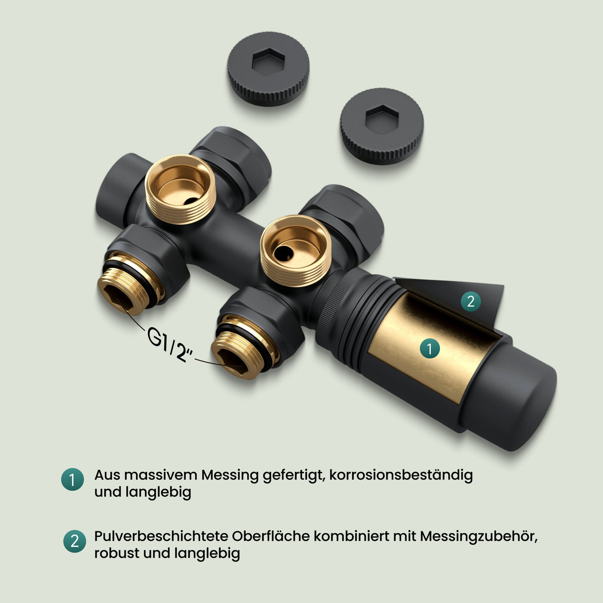 glasvilla Heizkörperventil inkl. -regler mit Temperatureinstellung 6° - 28° Thermostatventil Ventil-02+03