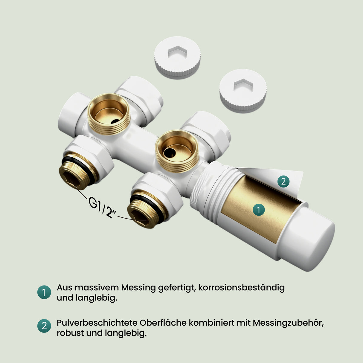 glasvilla Heizkörperventil inkl. -regler mit Temperatureinstellung 6° - 28° Thermostatventil Ventil-02+03