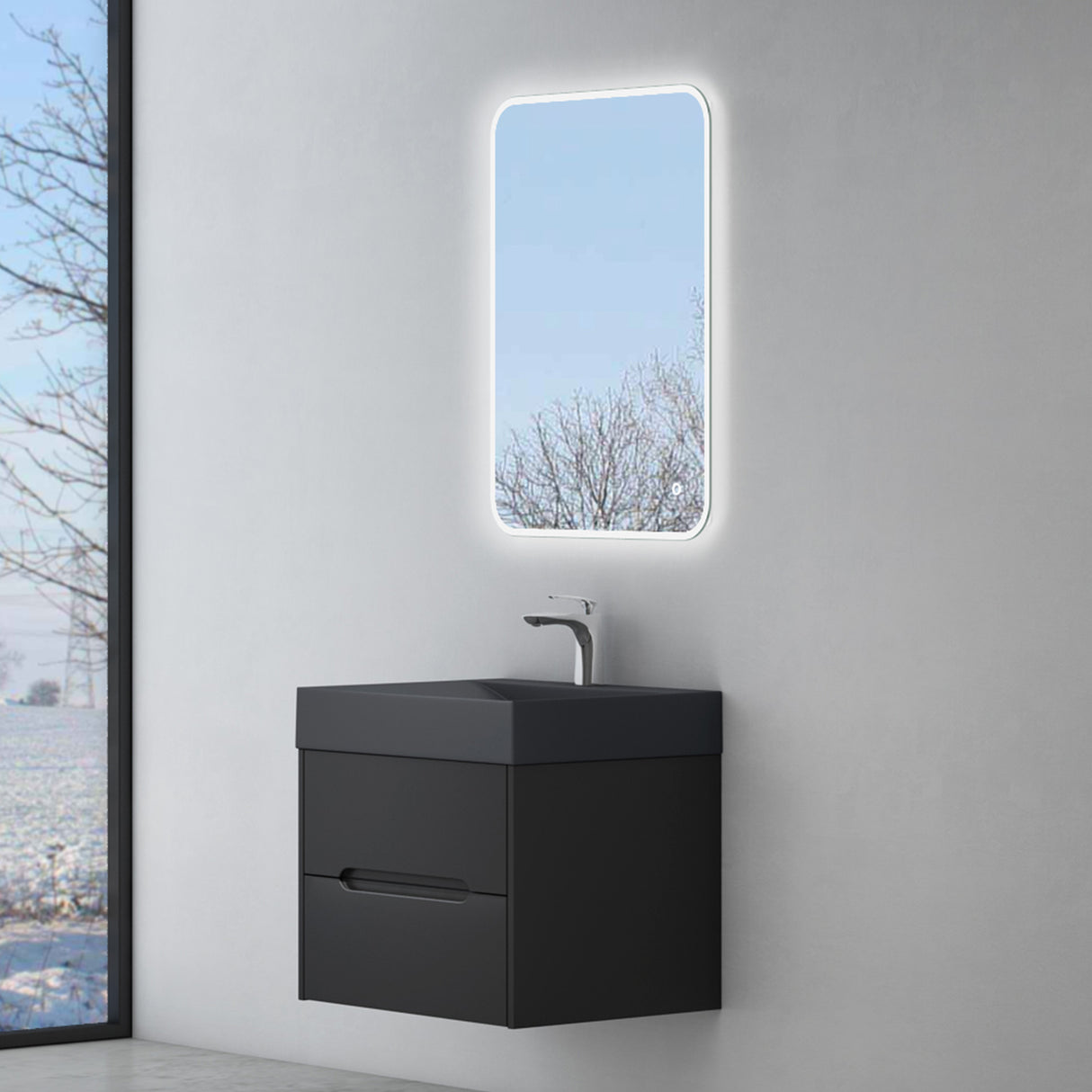 conjunto de muebles de baño glasvilla mueble de lavabo con cajones de cierre suave incluido lavabo de mineral Yoga