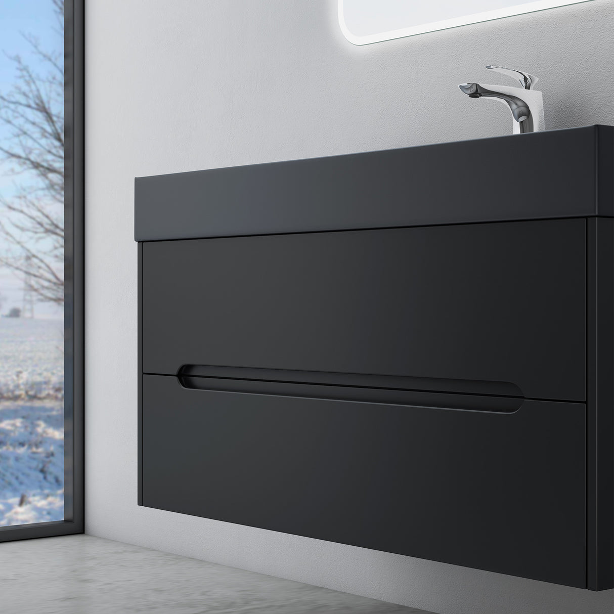 conjunto de muebles de baño glasvilla mueble de lavabo con cajones de cierre suave incluido lavabo de mineral Yoga