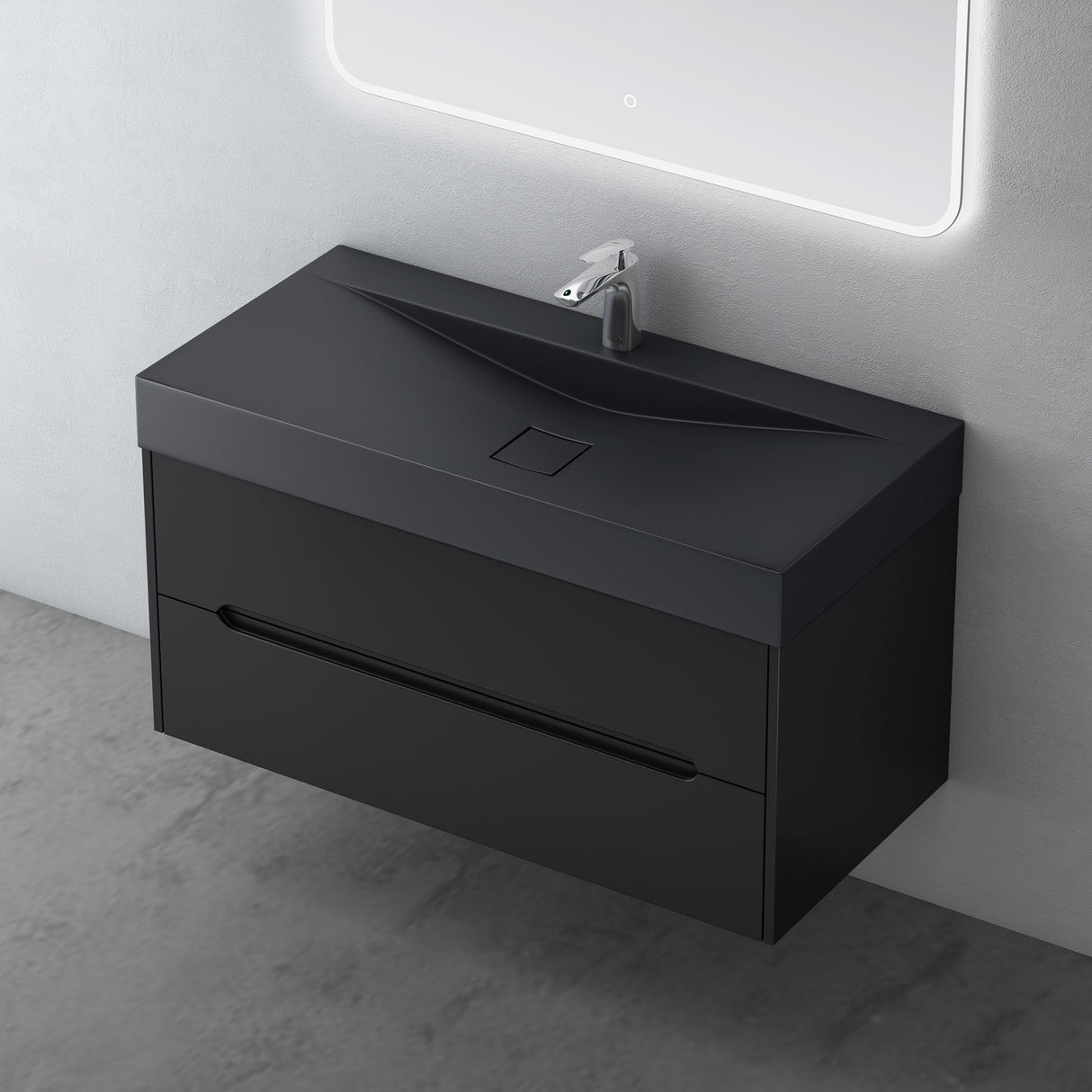 conjunto de muebles de baño glasvilla mueble de lavabo con cajones de cierre suave incluido lavabo de mineral Yoga