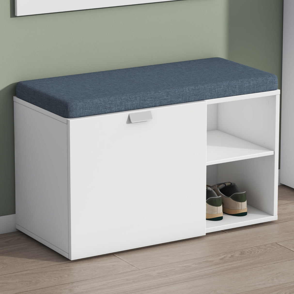 glasvilla Panchina Scarpiera con Cuscino, Ripiani Regolabile, Maniglia in Lega di Alluminio, Scarpiera con Seduta Salvaspazio da Ingresso, Corridoio, Zitta-01